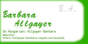 barbara allgayer business card